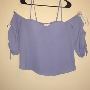 Baby blue off the shoulder blouse